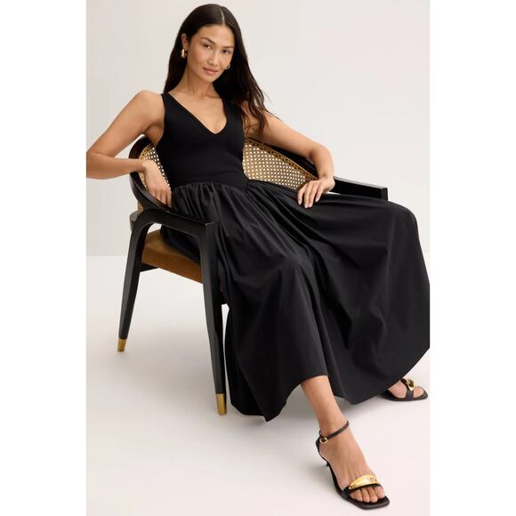 Ronny kobo Sirinda Dress S-Line V-Neck Pull-on Black Night, Size XL, Ret $648 - Picture 2 of 14